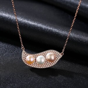 Süßwasserperlen Kette mit Plättchen