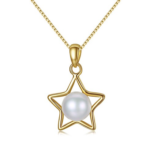 Pentagramm Kette mit Perlenanhänger