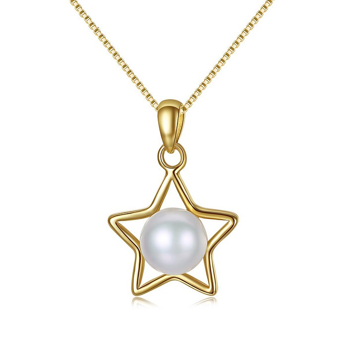 Pentagramm Kette mit Perlenanhänger