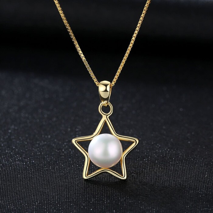 Pentagramm Kette mit Perlenanhänger