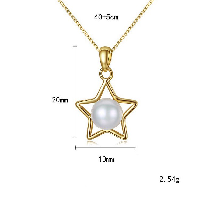 Pentagramm Kette mit Perlenanhänger