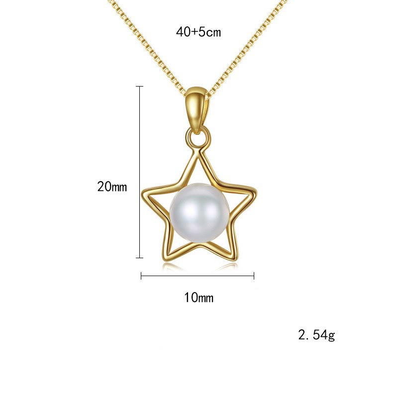 Pentagramm Kette mit Perlenanhänger