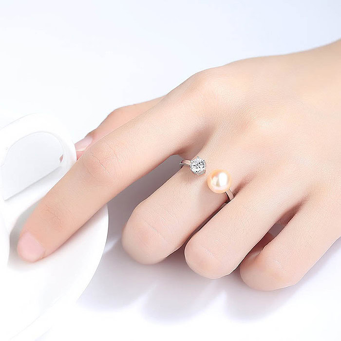 Damen Silber Ring mit Perle