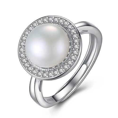 Damen Runden Ring mit Perle