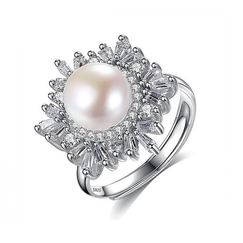 Silber Schneeflocke Ring mit Perle