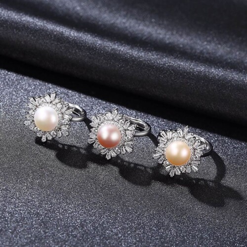 Silber Schneeflocke Ring mit Perle