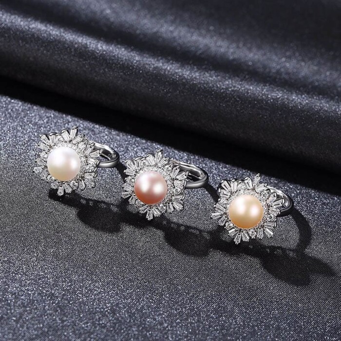 Silber Schneeflocke Ring mit Perle