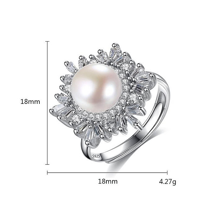 Silber Schneeflocke Ring mit Perle