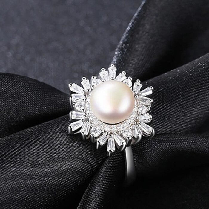 Silber Schneeflocke Ring mit Perle