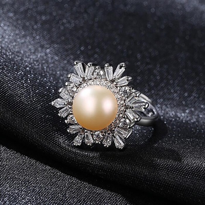 Silber Schneeflocke Ring mit Perle