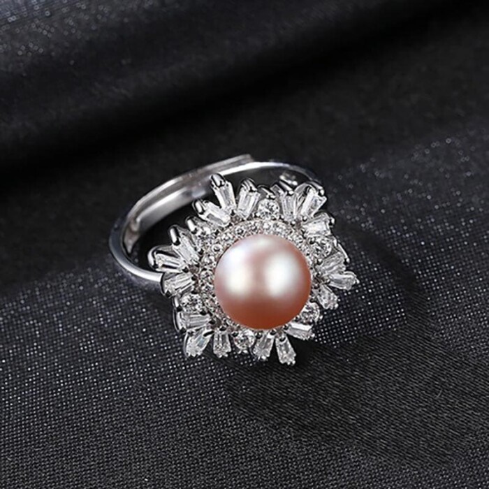 Silber Schneeflocke Ring mit Perle