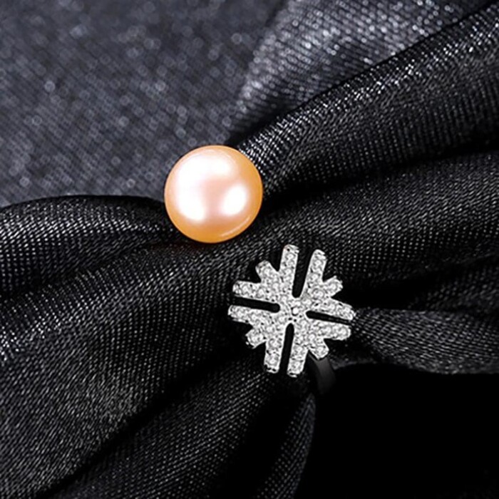Damen Blume Ring mit Perle