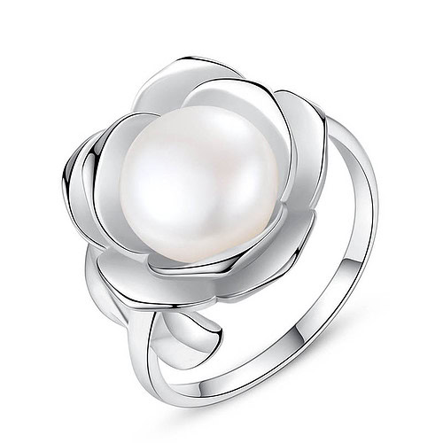 Modeschmuck Ring Blume mit Perle
