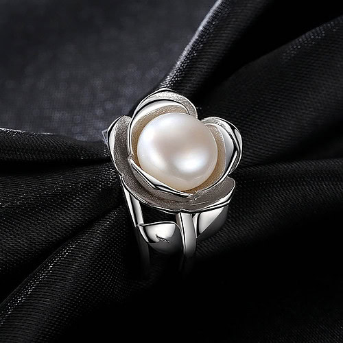 Modeschmuck Ring Blume mit Perle