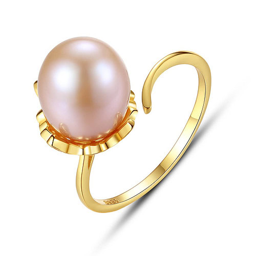 Damen Goldene Ring mit Perle