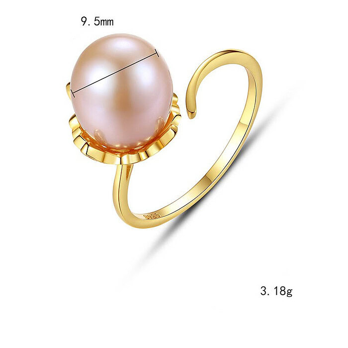 Damen Goldene Ring mit Perle
