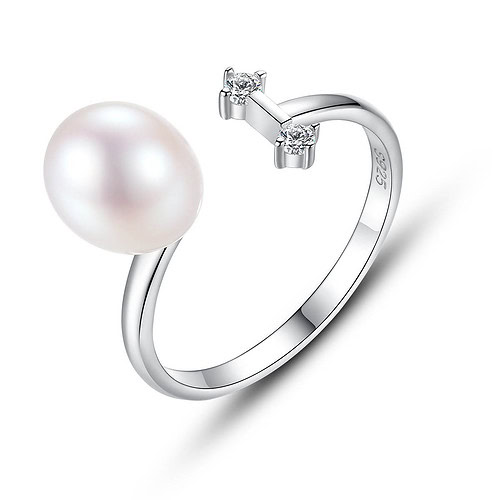 Silber Ring Schlicht mit Perle