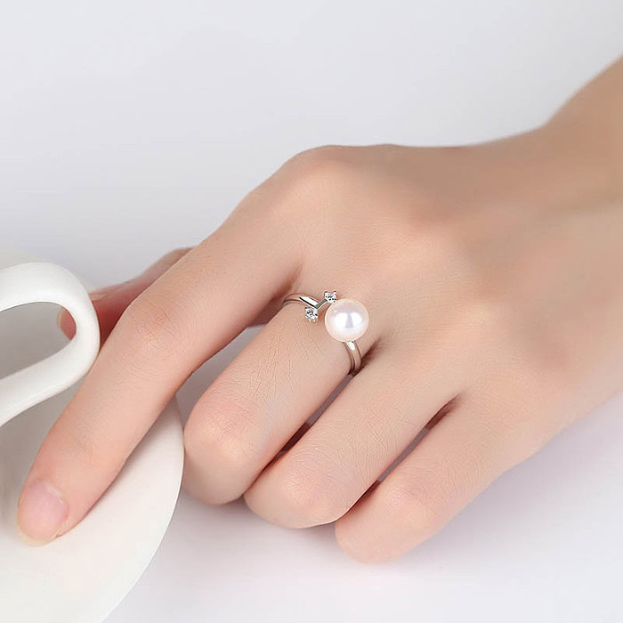Silber Ring Schlicht mit Perle