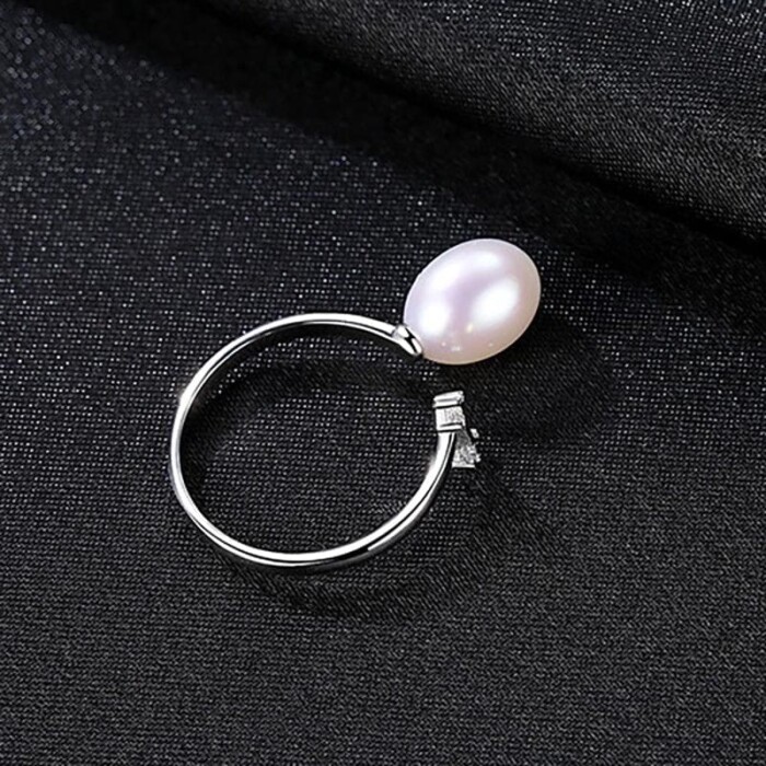 Silber Ring Schlicht mit Perle