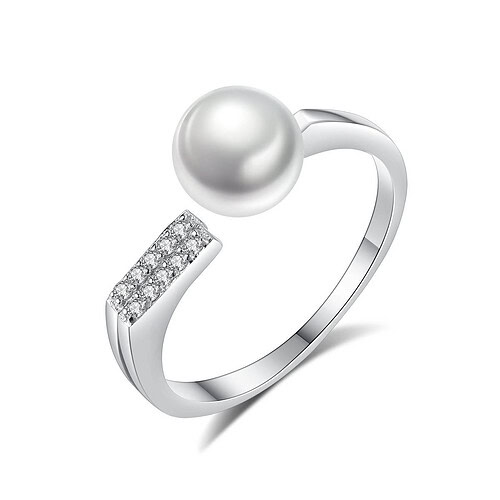 Schlicht Ring Silber mit Perle