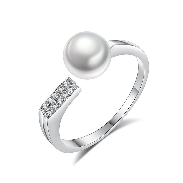 Schlicht Ring Silber mit Perle