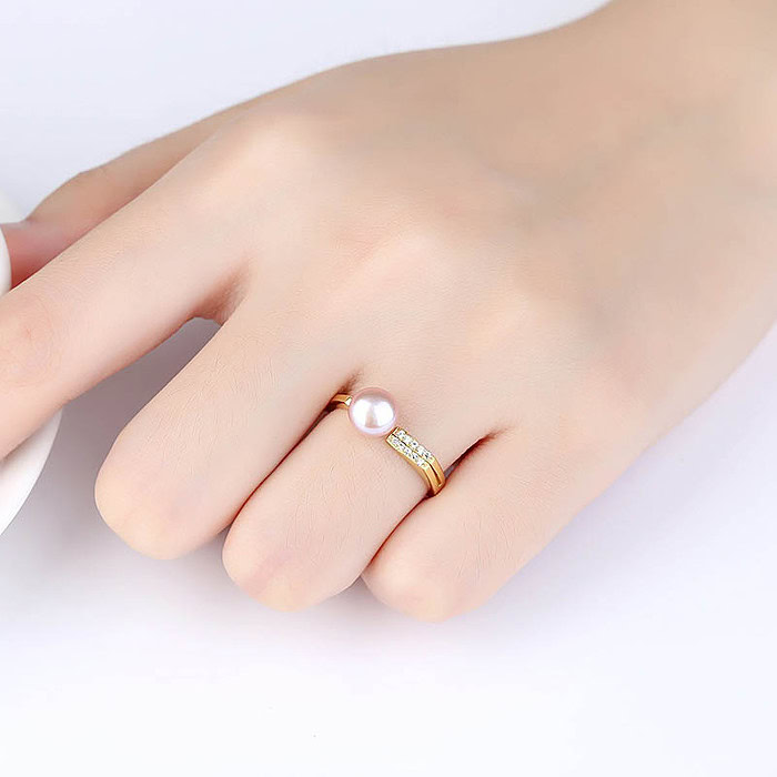 Schlicht Ring Silber mit Perle