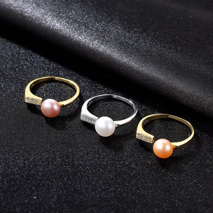 Schlicht Ring Silber mit Perle