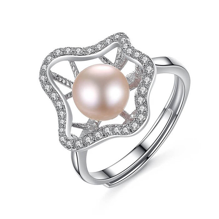 Silber Verstellbare Ring mit Perle