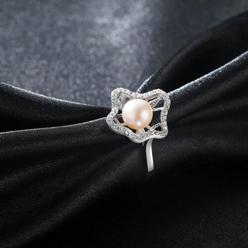 Silber Verstellbare Ring mit Perle
