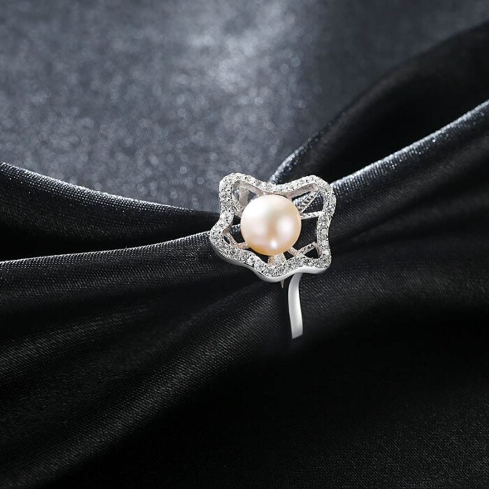 Silber Verstellbare Ring mit Perle