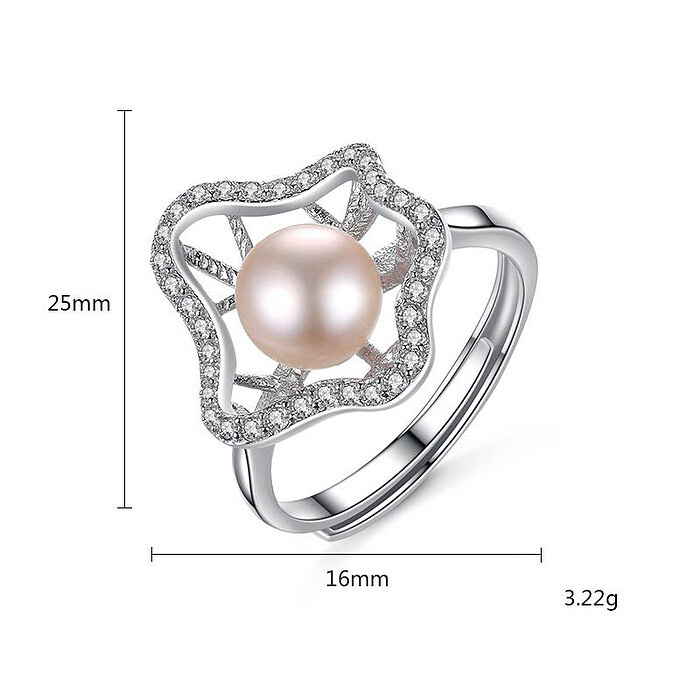 Silber Verstellbare Ring mit Perle