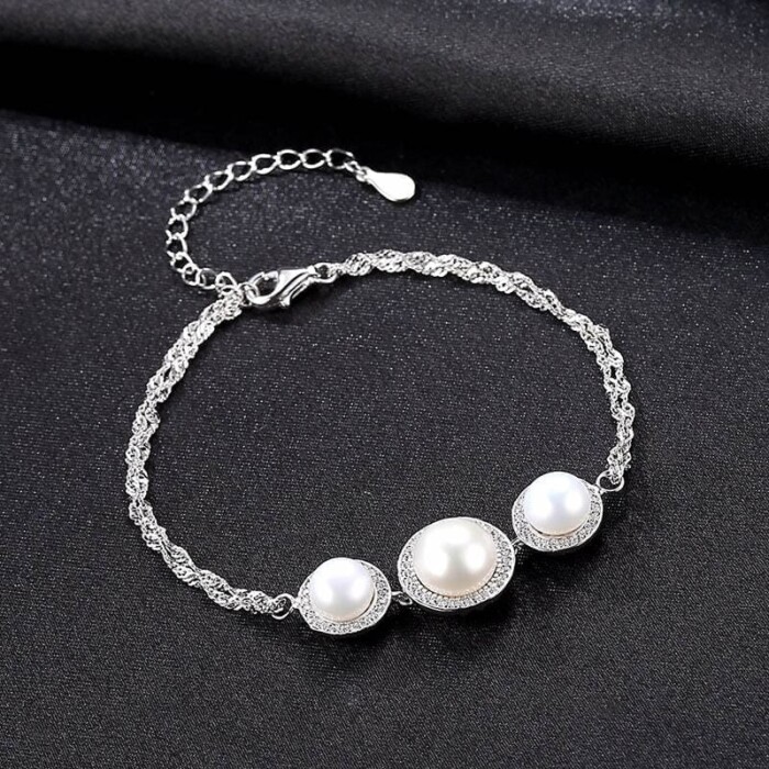 Damen Silber Armband mit Perlen