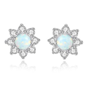 Ohrringe Blumen mit Opal,silberohrringe