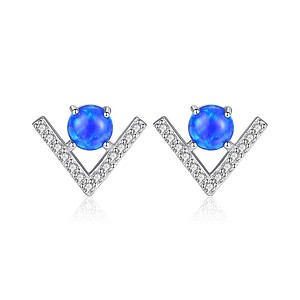 V Ohrringe Silber mit Opal