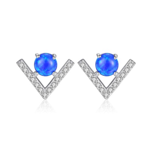 V Ohrringe Silber mit Opal