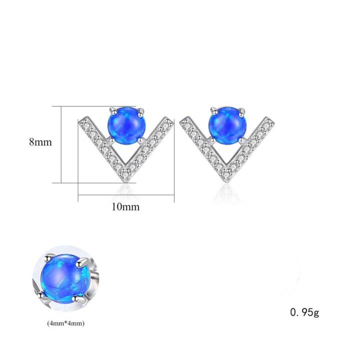 V Ohrringe Silber mit Opal