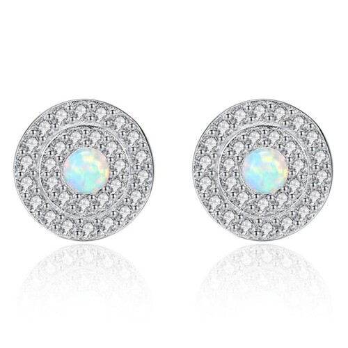 Zirkonia Ohrringe mit Opal