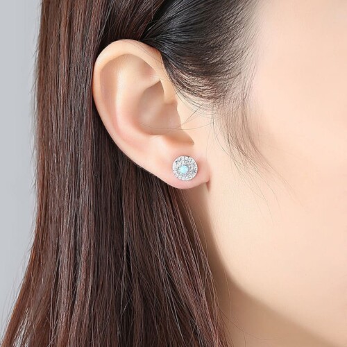 Zirkonia Ohrringe mit Opal