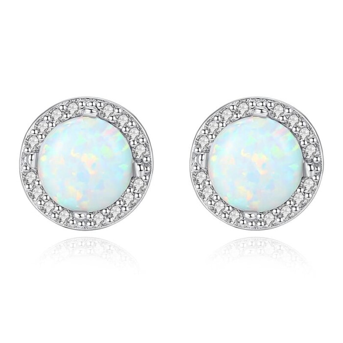 Silber Opal Ohrringe mit Zirkonia