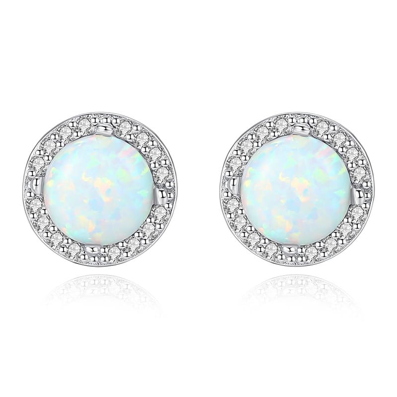 Silber Opal Ohrringe mit Zirkonia