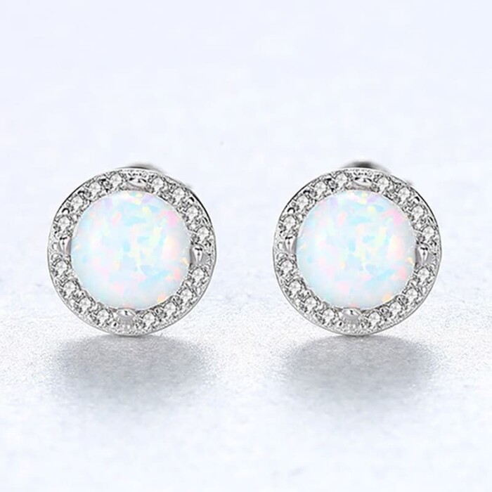 Silber Opal Ohrringe mit Zirkonia