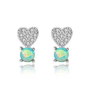 Silber Herz Ohrringe mit Opal