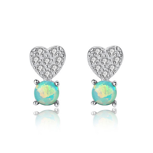 Silber Herz Ohrringe mit Opal