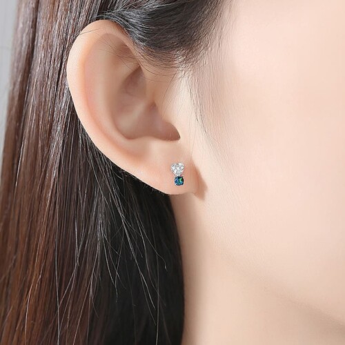 Silber Herz Ohrringe mit Opal