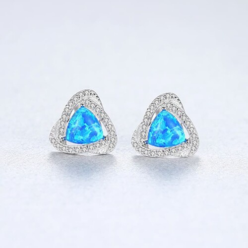 Opal Ohrringe Dreieck aus 925 Silber