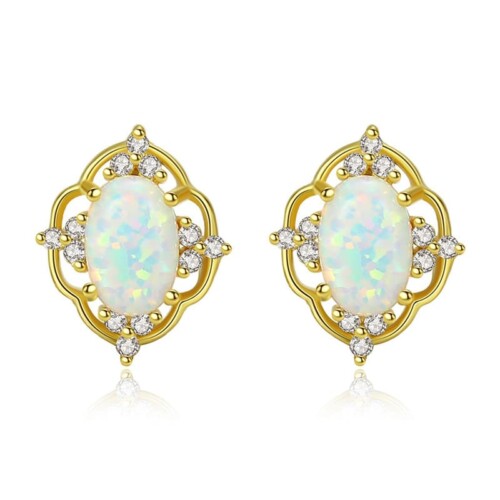 Vintage Ohrringe Gold mit Opal