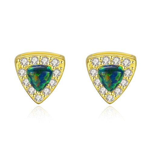 Damen Ohrringe Dreieck mit Opal