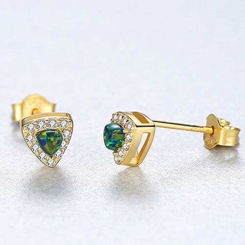 Damen Ohrringe Dreieck mit Opal