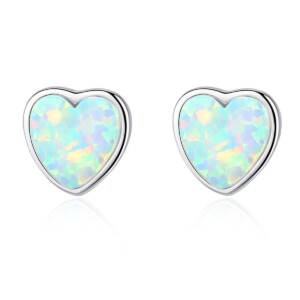 Herz Opal Ohrringe Stecker Silber