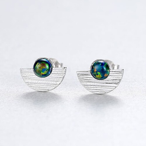 Modeschmuck Opal Ohrringe Stecker Silber